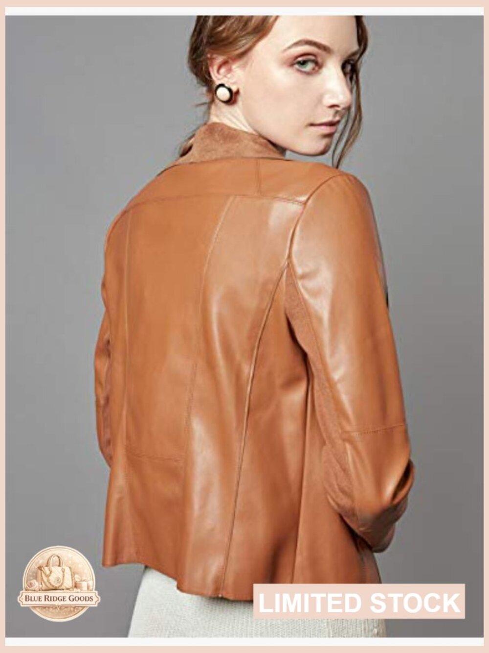 Faux Leather Blazer Jacket Slim Fit Open Front Lapel Chic Modern Style - Picture 6 of 7